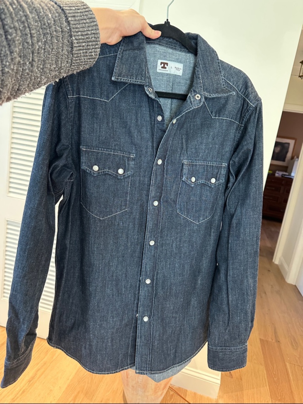 Western Style Denim Shirt - Classic Snap Front